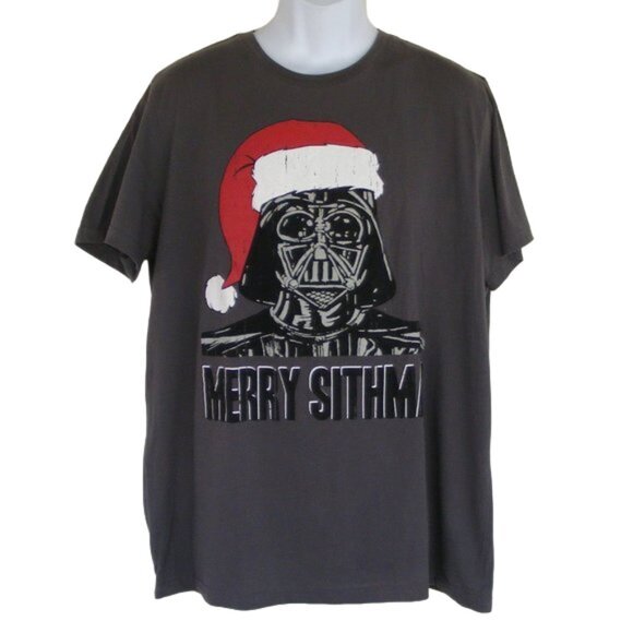 MERRY SITHMAS Tshirt, XL/2XL, Darth Vader Christmas, Darker Gray, Short sleeves - Picture 1 of 6